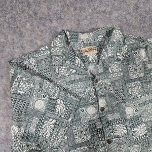 Blue Hawaii Cotton Shirt Mens Size 2XL Short Sleeve Green Multi Tropical Print
